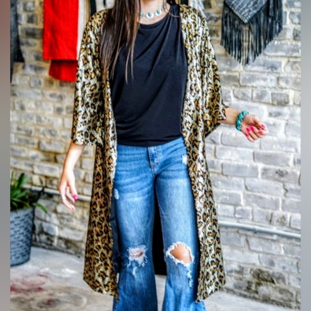 Leopard Sequins Kimono